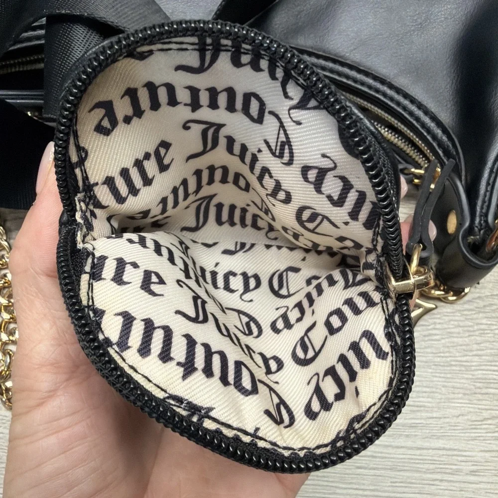Juicy Couture Quilted Black Puff Half Moon Crossbody Bag‎ W/ Change Purse